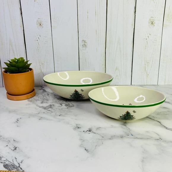 Spode Christmas Tree Set of 2 Oval Nesting Bowls Nuts Candy Snacks 7" 6" - Picture 1 of 6